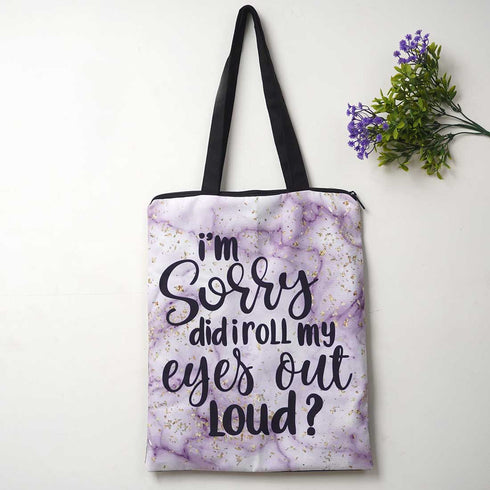 Purple Printed Tote Bag - Uncommongifts.in